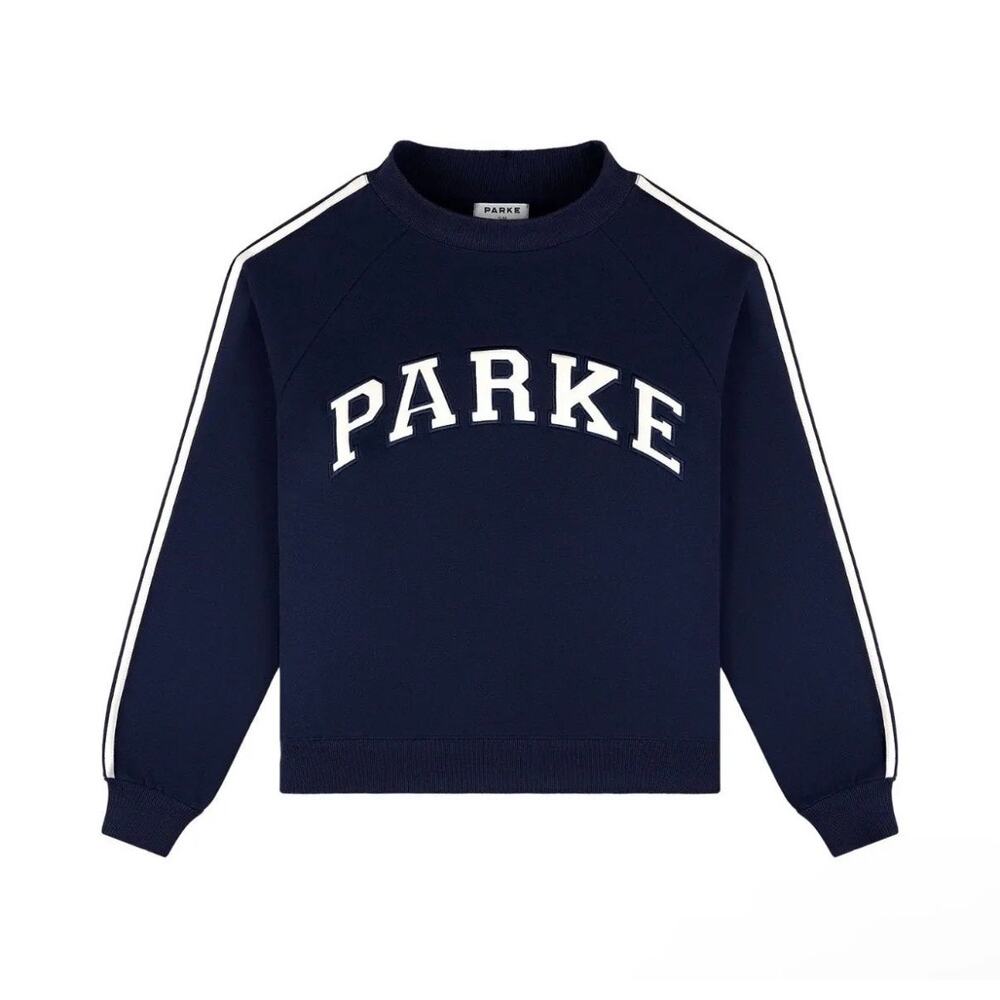NWT Parke Sport Stripe Mockneck Sweatshirt Shadow Oversized Athleisure Size S/M - Picture 4 of 4
